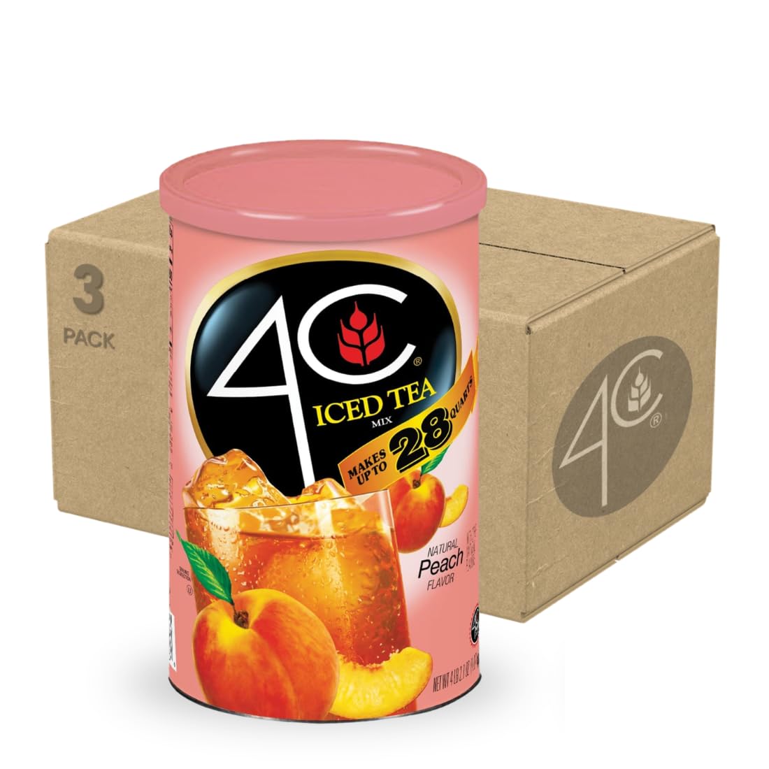 Amazon.com : 4C Powdered Drink Mix Cannisters, Peach Tea 3 Pack